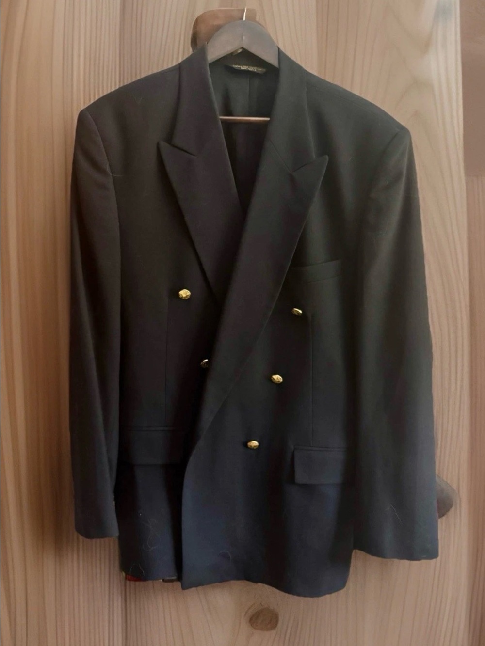 Ashford & Banks Signature Collection 46R Navy Blazer Gold Buttons 100% Wool USA